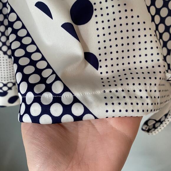 Vintage Women's 16 Blouse STYLE RITE Polka Dot Navy White Retro Secretary MCM - Picture 8 of 10